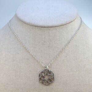 Sterling Silver 925 Celtic Knot Pendant Necklace Lobster Clasp Size 18" Length